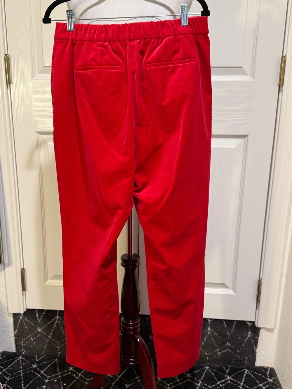 J Crew Full-Length Straight-Leg Stretch Cotton-Velvet Pant
